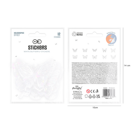 Wandaufkleber Weiße Holografische Schmetterlinge 75 cm – 12 Stück