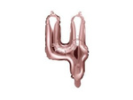 Foil balloon digit '4', 35cm, pink gold