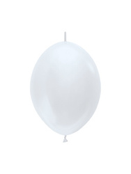 Balony z łącznikiem perłowe, białe, Pearl White, 30 cm, 50szt.