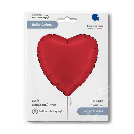 Foil balloon - red heart 46 cm, Satin Rubble Grabo