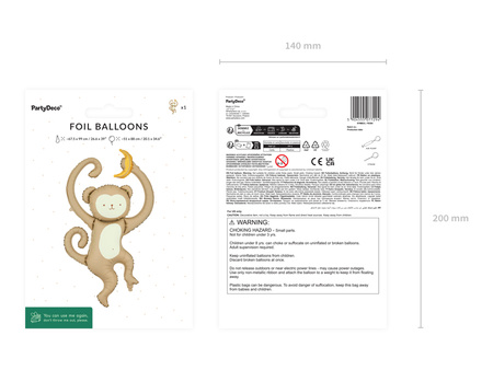 Folienballon Affe Beige Cream 51x88cm