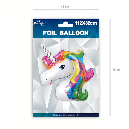 Folienballon, buntes Einhorn-Einhorn, 112cm