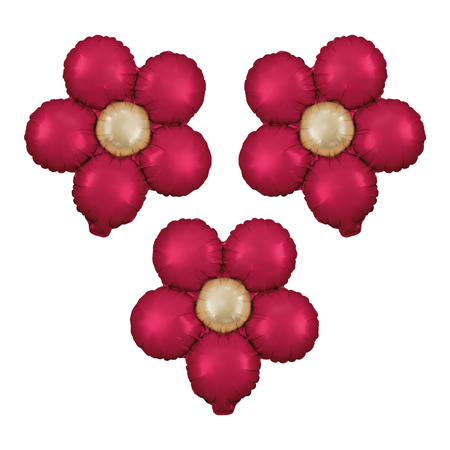 Balon foliowy Kwiatek czerwony matowy stokrotki, 45cm, zestaw 3szt.