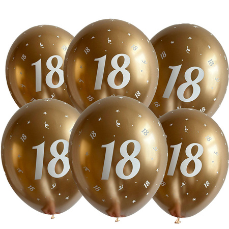 Latexballoons "18", goldene Chrom, 30cm, 10 Stk.