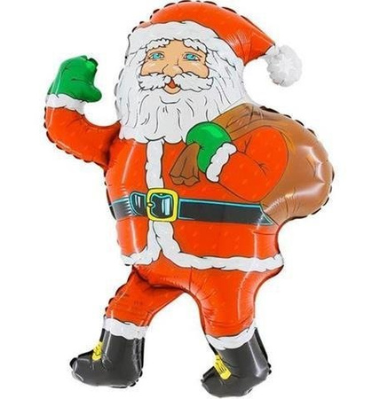 St. foil balloon. Santa Claus with a bag, 80cm