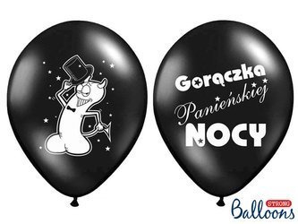 Balony Gorączka Panieńskiej Nocy, Czarne, 30cm, 6 szt.