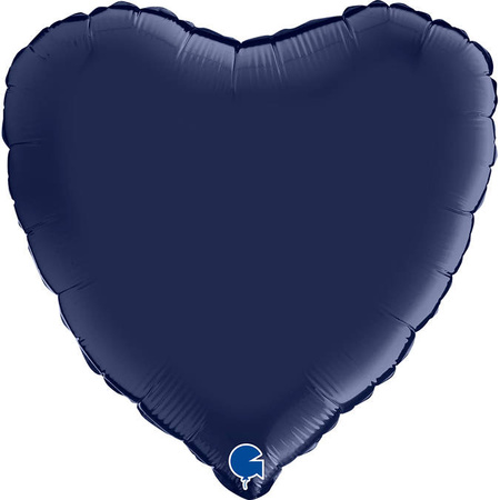 Foil Balloon - Navy Blue Satin Heart 46 cm, Grabo