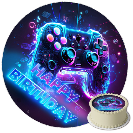 Gaming Controller Cake Topper Wafer Paper 20 cm Premium, vegan, gluten-free, pre-cut