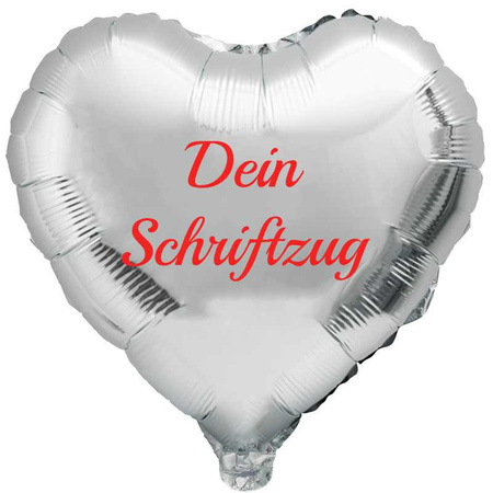 Folienballon Herz, silber, beliebige Beschriftung
