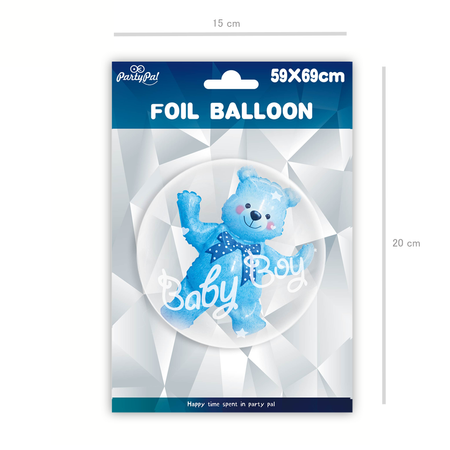 Balloon in a balloon, Baby Girl Bear Blue, 59 x 69cm