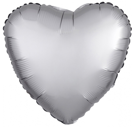 Balon foliowy Serce Srebrne Matowe, 46 cm