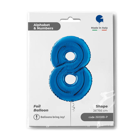 Foil Balloon Number 8 Blue, 66 cm Grabo