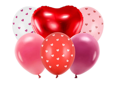 A set of balloons, a bouquet of stars and hearts, pink gold, 10 el.