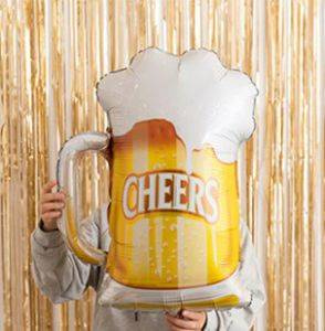 Foil Balloon Beer Mug Cheers Gold 45 cm Oktoberfest