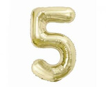 Folienballon, Zahl 5, Gold, Champagner, 85 cm.