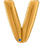 Foil balloon Letter V, 66cm, Gold