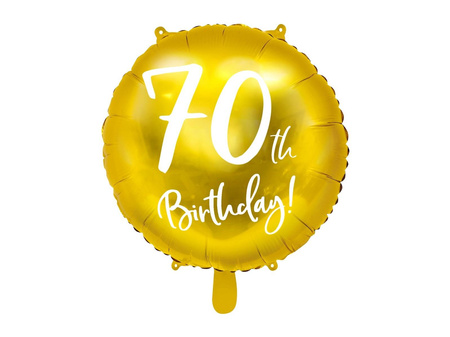 Foil balloon 70th birthday, gold, diameter 45cm