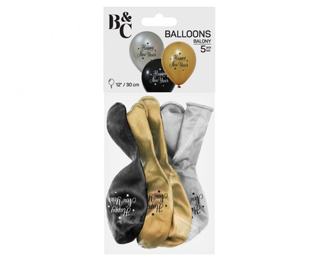 Latexballons "Happy New Year" – 30 cm, 5 Stück