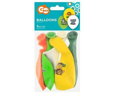 Balony Zwierzątka Safari 30cm, 5 szt.