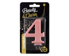 Kerze Zahl 4, metallisches Rosegold, 8 cm