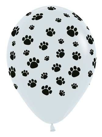 Sempertex Latexballons, Paws - White Pfotenabdrücke, Hund, 30 cm, 25 Stk.