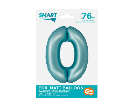 Foil Balloon Number 0 blue matte Smart, 76cm