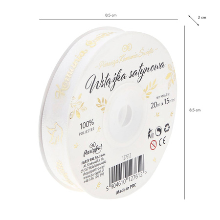 Satin ribbon, white ribbon 50mm / 25m