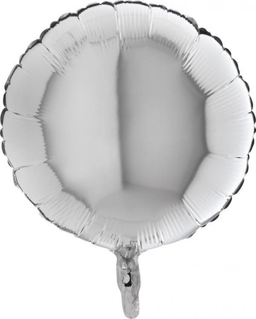 Folienballon, Rund, Silber, 46 cm, Grabo