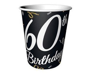 B&amp;C 60 Geburtstag Pappbecher, 60. Geburtstag, 6 Stück.