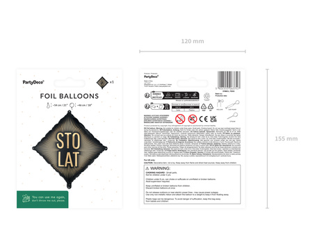 Foil balloon Black Gold inscription Sto lat 46cm