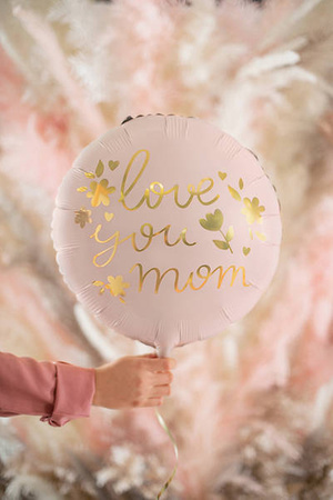 Love you mom foil balloon, pink 45 cm