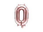 Foil balloon digit '0', 35cm, pink gold