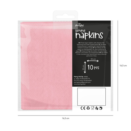 Pink napkins with golden dots 33x33cm, 10 pcs.