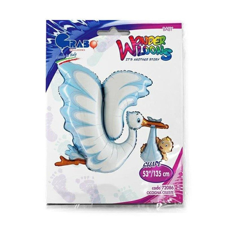 Foil Balloon - Blue Stork for Baby Shower 135 cm