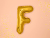 Folienballon-Buchstabe F, 35cm, Gold