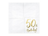 Napkin "50th Birthday" 50th birthday, white, 33x33cm (1 op. / 20 pieces).