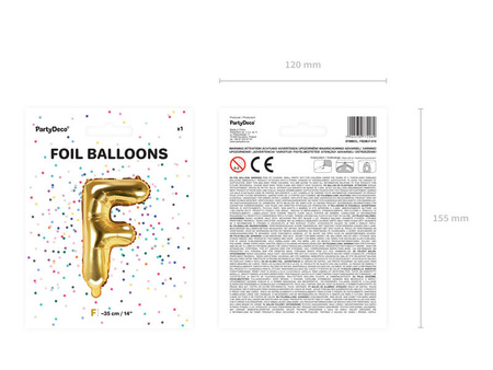 Folienballon-Buchstabe F, 35cm, Gold