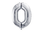 The number 0 Foil balloon, 86cm, silver