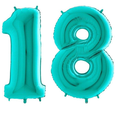 Foil Balloons Birthdays 18 digits, Tiffany 102cm GRABO, set at eighteen