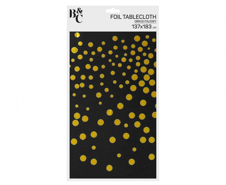 Black tablecloth in gold confetti 137x183 cm