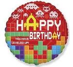 Balon Foliowy, Happy Birthday Tetris klocki 46 cm