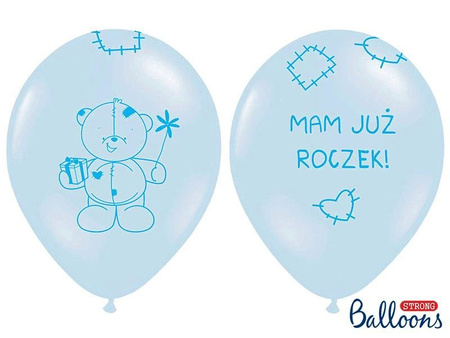 Ballons, Bär - Mam już roczek! Pastellblau, 30 cm, 6 Stk.