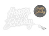Neon LED Happy Birthday napis urodzinowy, biały, ciepła biel, 40cm