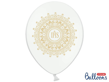 Balloons First Holy Communion, metallic white, 30cm, 50 pcs.