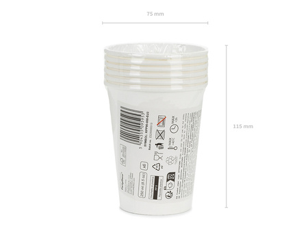 Paper cups white 250ml 6pcs