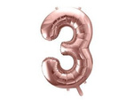 Foil balloon digit '3', 86cm, pink gold