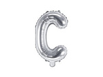 Foil balloon letter C, 35cm, silver