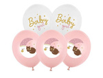 Baby Girl Latex Balloons, Pink and White, Pastel, 30cm, 6 pcs