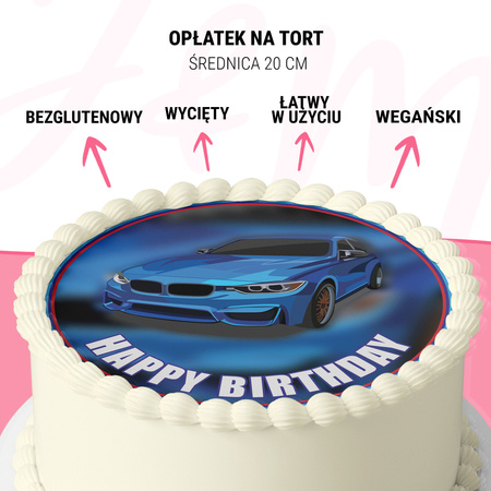 Auto Tortenaufleger rund 20 cm premium, vegan, glutenfrei, zugeschnitten