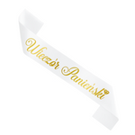 Sash White mit der Schriftzug Bachelorette Abend in Gold, 160cm